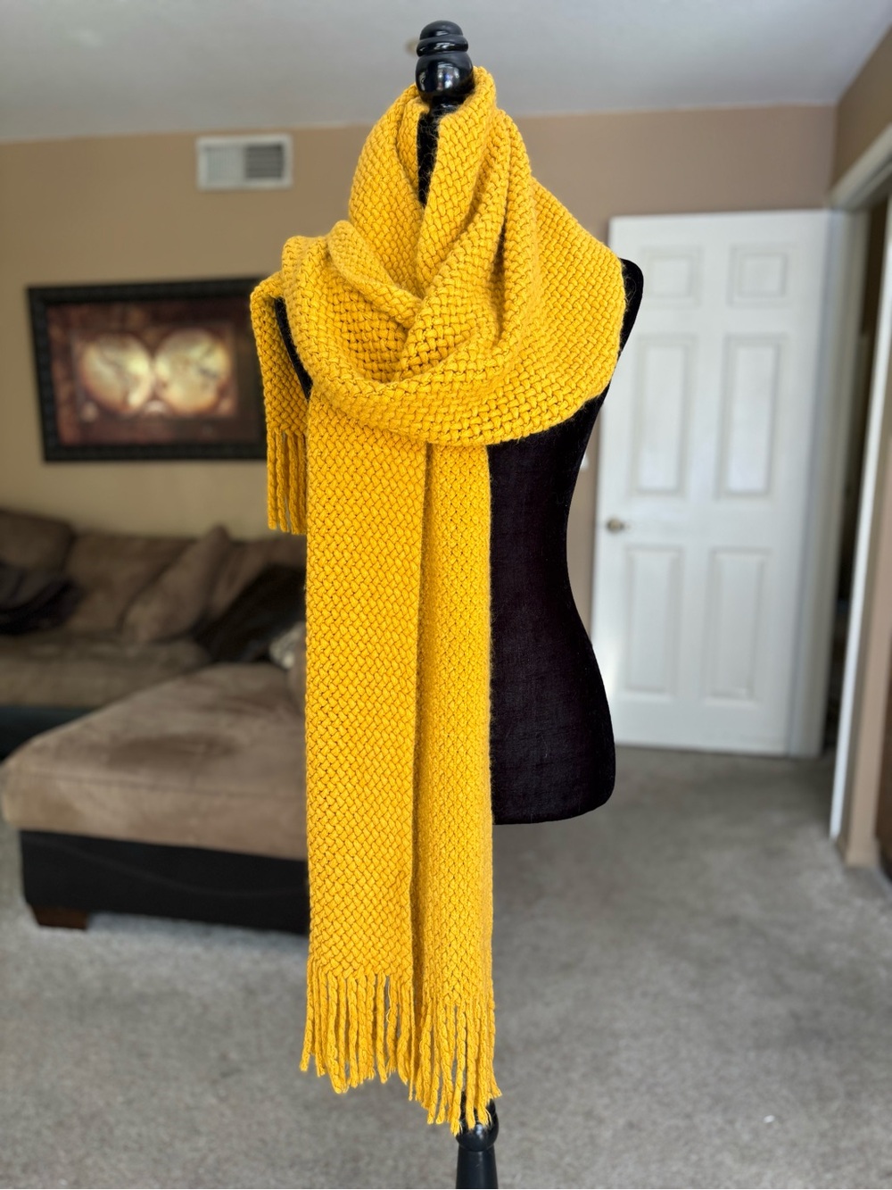 Studio Chunky Mustard Yellow Knit Scarf